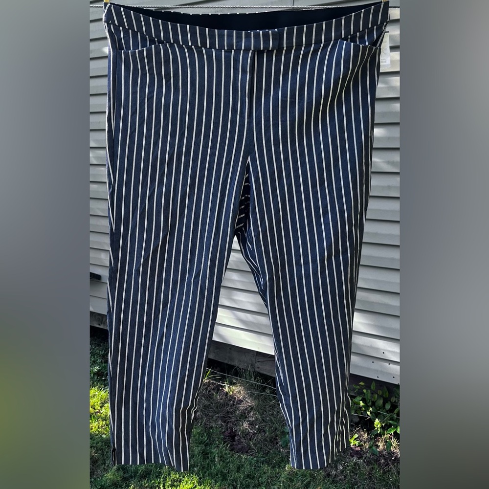 Lane Bryant Navy and White Striped Women’s Dress Pants